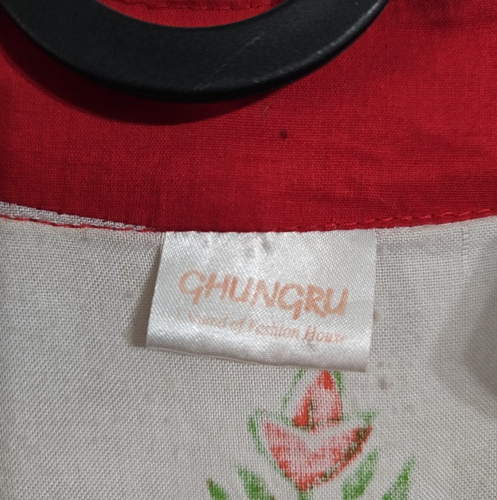 Ghungru Hand Block Print Kurta Dress Womens Small Boho Floral Cotton Vintage 90s - Picture 6 of 9